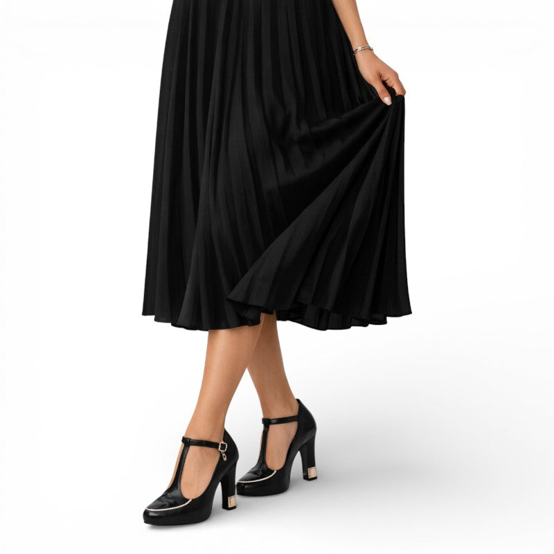ELORIA | Dames Pumps met Vierkante Neus en Blokhak (T-Band)