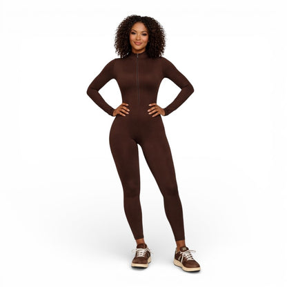 ELORIA | Dames Activewear Jumpsuit met Lange Mouwen en Rits