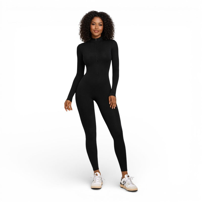 ELORIA | Dames Activewear Jumpsuit met Lange Mouwen en Rits
