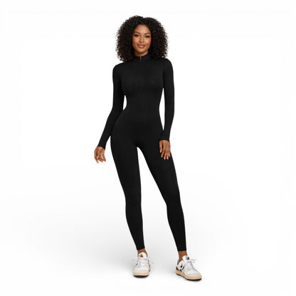 ELORIA | Dames Activewear Jumpsuit met Lange Mouwen en Rits