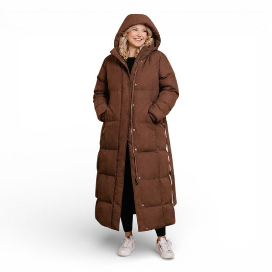 ELORIA | Lange Gewatteerde Winterjas met Capuchon voor Dames