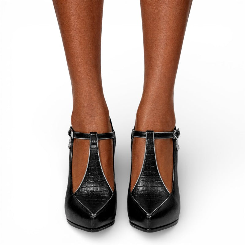 ELORIA | Dames Pumps met Vierkante Neus en Blokhak (T-Band)