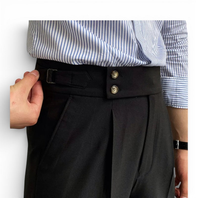 ELORIA | Heren Pantalon met Hoge Taille en Rechte Pijpen