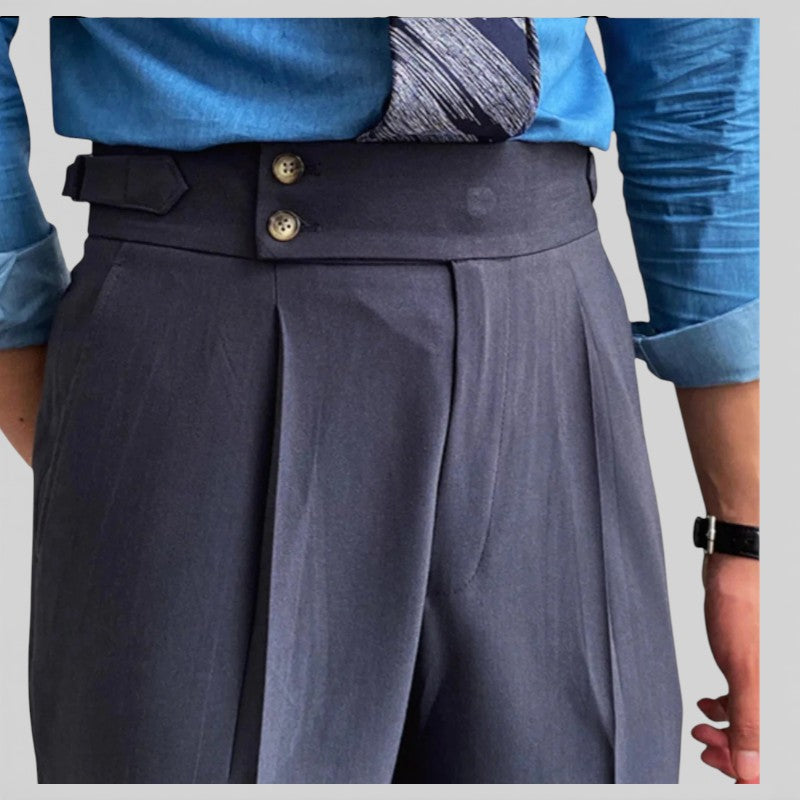 ELORIA | Heren Pantalon met Hoge Taille en Rechte Pijpen