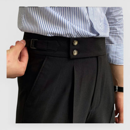 ELORIA | Heren Pantalon met Hoge Taille en Rechte Pijpen