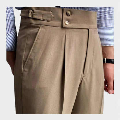 ELORIA | Heren Pantalon met Hoge Taille en Rechte Pijpen