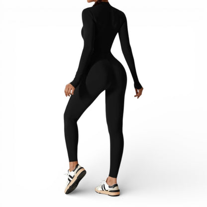 ELORIA | Dames Activewear Jumpsuit met Lange Mouwen en Rits