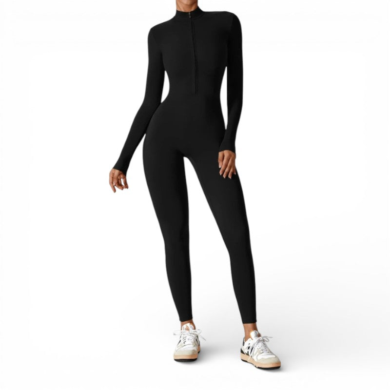 ELORIA | Dames Activewear Jumpsuit met Lange Mouwen en Rits