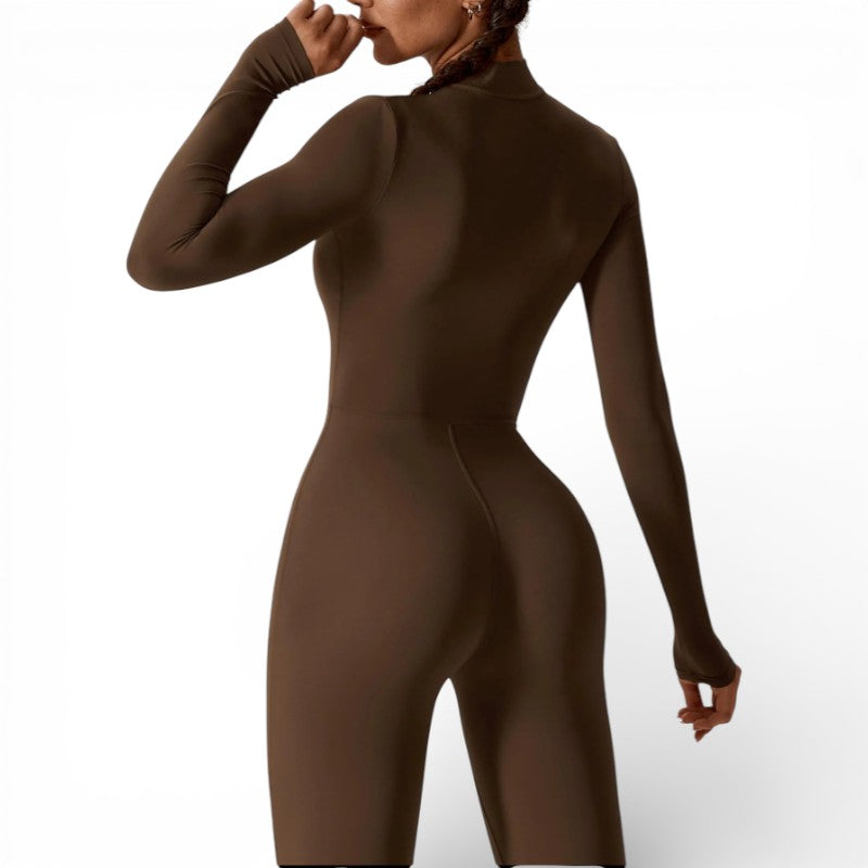 ELORIA | Dames Activewear Jumpsuit met Lange Mouwen en Rits