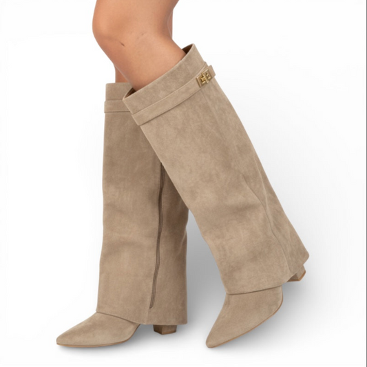 ELORIA | Dames Kniehoge Laarzen met Blokhak en Gespdetail