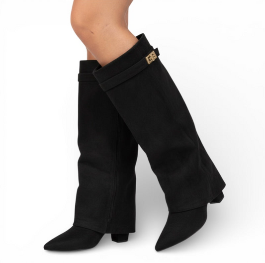 ELORIA | Dames Kniehoge Laarzen met Blokhak en Gespdetail